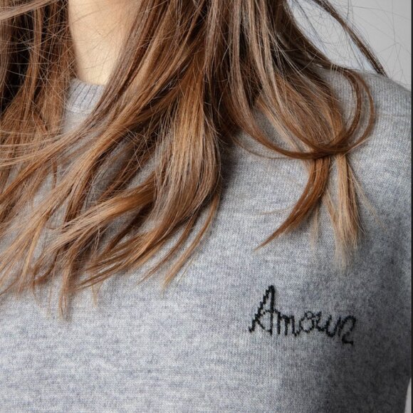 NWT Zadig & Voltaire | Wool Cashmere Heather Gray Crew Neck Sweater - Picture 2 of 16